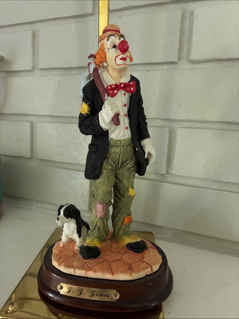 Vintage J.J. Jones Clown Figurine Hobo and Dog Collectible